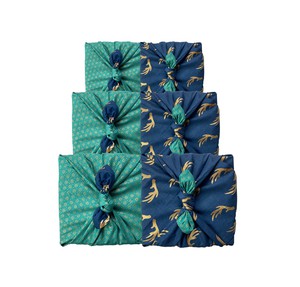 Furoshiki Gift Wrap Jade and Midnight Reindeer Fabric Gift Wrap - Double Sided (Reversible) from FabRap