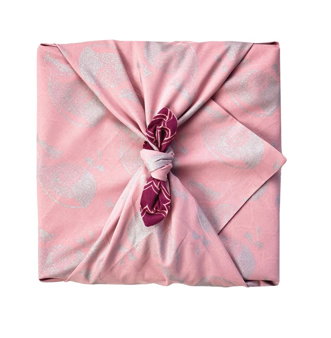 Furoshiki Gift Wrap Blush Whales & Maroon Arches Fabric Gift Wrap - Double Sided (Reversible) from FabRap
