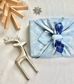 Furoshiki Gift Wrap - 3 Pack (Sizes S, M & L) Double Sided Bundle - Sky & Indigo Fans from FabRap