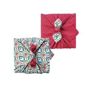 Furoshiki Gift Wrap Teal & Cherry Fabric Gift Wrap - Double Sided (Reversible) from FabRap
