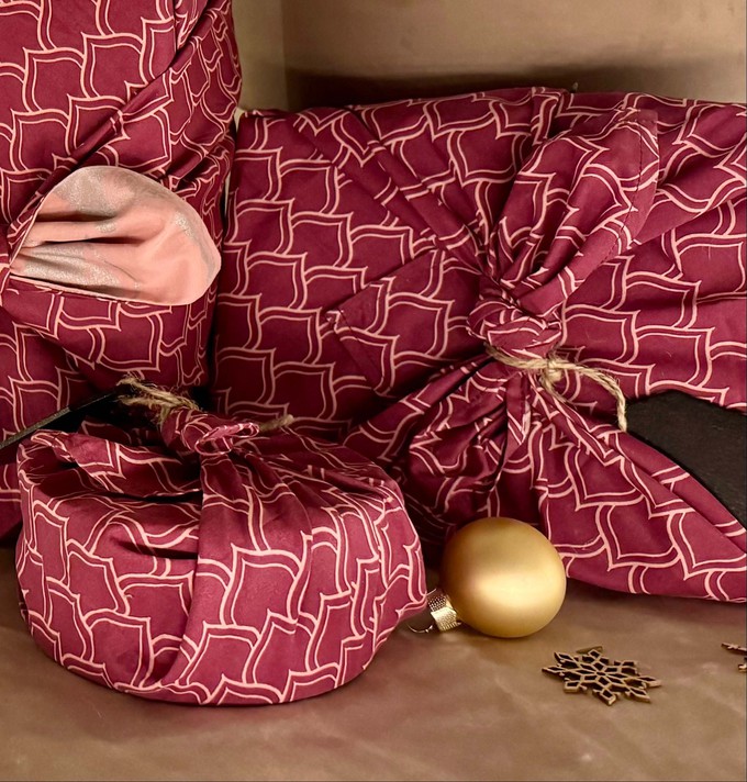 Furoshiki Gift Wrap Burgundy Arches Fabric Gift Wrap from FabRap