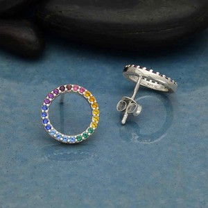 Zilveren oorbellen regenboogcirkel from Fairy Positron