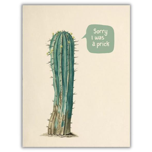 Wenskaart cactus "Sorry I was a prick" from Fairy Positron