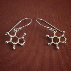 Zilveren oorbellen cafeïnemolecule van Fairy Positron