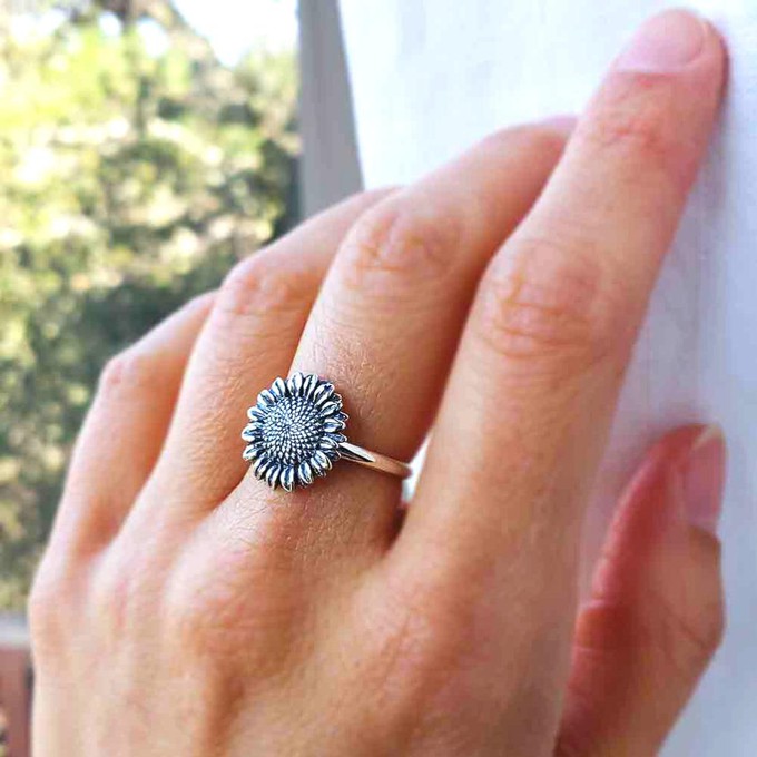 Zilveren ring zonnebloem from Fairy Positron