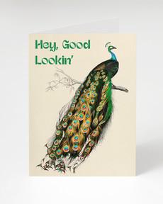 Wenskaart pauw "Hey, good lookin'" via Fairy Positron