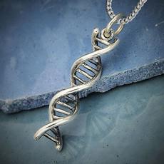 Zilveren halsketting DNA dubbele helix via Fairy Positron
