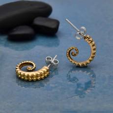 Zilveren oorbellen met bronzen octopusarm van Fairy Positron