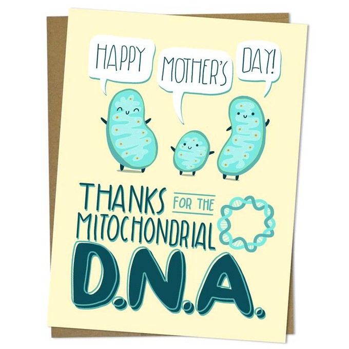 Wenskaart moederdag "Thanks for the mitochondrial DNA" from Fairy Positron