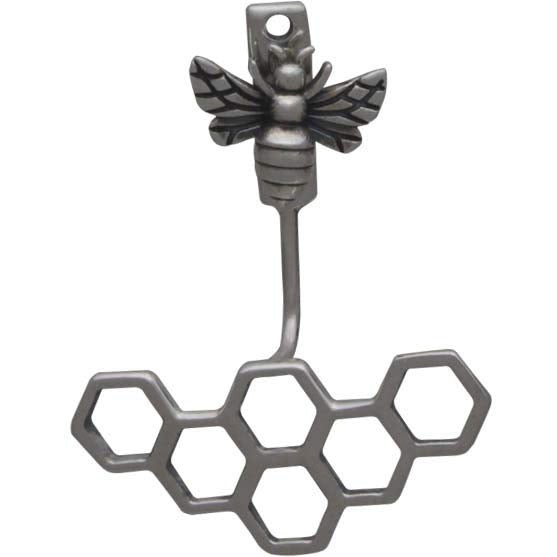 Zilveren oorbellen bij met honingraat from Fairy Positron