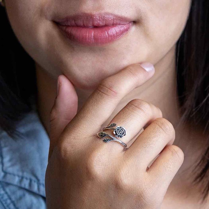 Zilveren ring roos from Fairy Positron