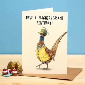 Wenskaart Fazant "Magnipheasant Birthday" from Fairy Positron