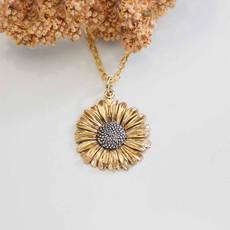 Gold filled halsketting met bronzen/zilveren madeliefje via Fairy Positron