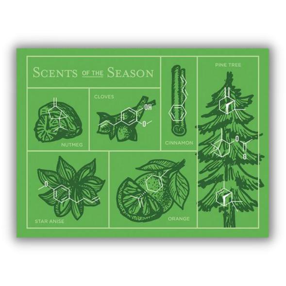 Wenskaart kerst "The Scents of the Season" (groen) from Fairy Positron