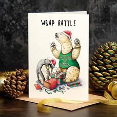 Wenskaart kerst "Wrap battle" van Fairy Positron