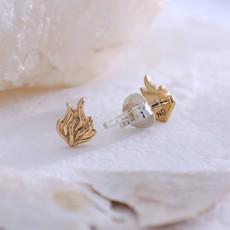 Zilveren studs met bronzen vlam via Fairy Positron