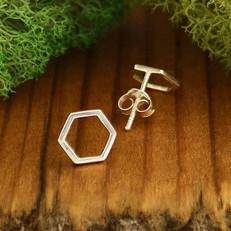 Zilveren oorbellen honingraat/hexagoon van Fairy Positron