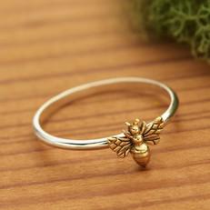Zilveren ring met bronzen bij via Fairy Positron