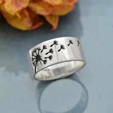 Zilveren ring paardenbloem via Fairy Positron