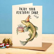 Wenskaart kabeljauw "Enjoy your birthday cod" via Fairy Positron
