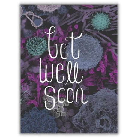 Wenskaart ziekteverwekkers "Get well soon" from Fairy Positron