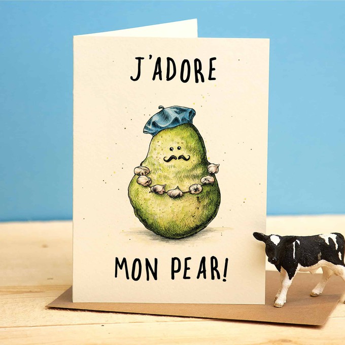 Wenskaart vaderdag "J'adore mon pear" from Fairy Positron
