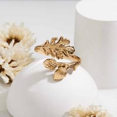 Bronzen ring blad en eikels via Fairy Positron