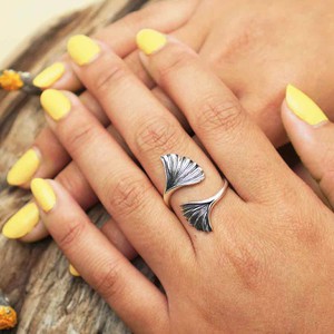 Zilveren ring ginkgobladeren from Fairy Positron