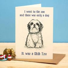 Wenskaart Shih Tzu "One dog in the zoo" van Fairy Positron