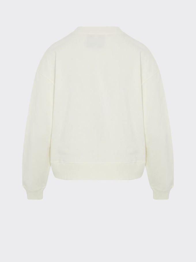 Organic Cotton White Oversized Jumper with Cross Patterned Trim from Fanfare Label