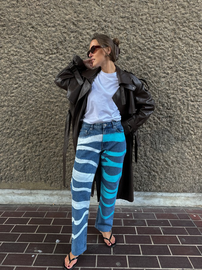 Upcycled Striped Print Jeans - Sizes 24 & 34 from Fanfare Label