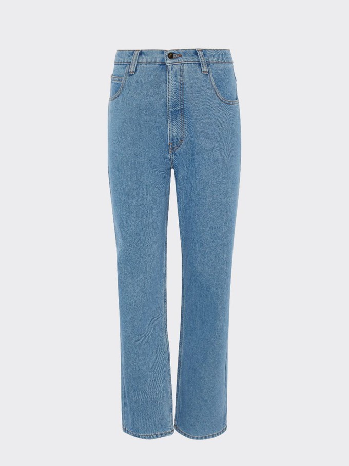 High Waisted Organic & Recycled Plain Blue Jeans from Fanfare Label