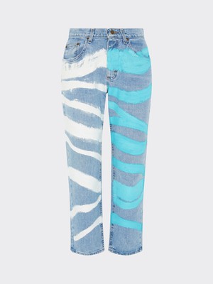 Upcycled Striped Print Jeans - Sizes 24 & 34 from Fanfare Label