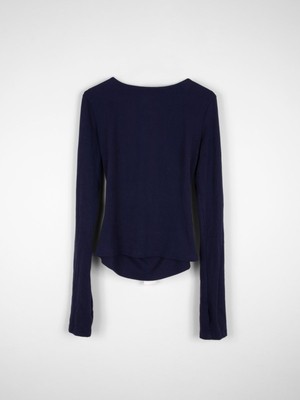 Organic Cotton Navy Backless Jumper With White Bow from Fanfare Label