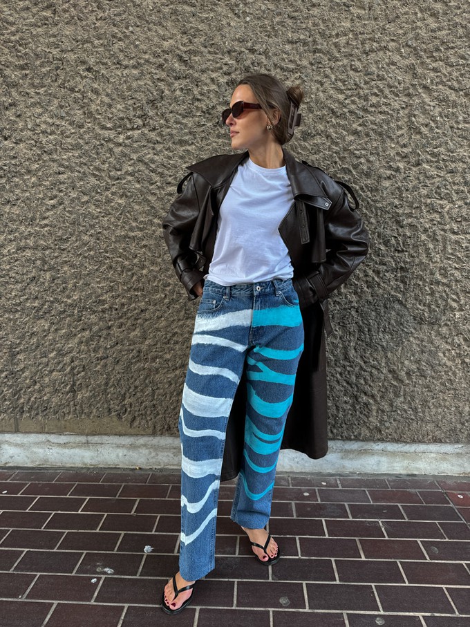 Upcycled Striped Print Jeans - Sizes 24 & 34 from Fanfare Label
