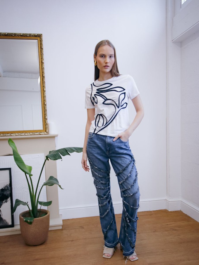 High Waisted Upcycled Elm Flare Jeans from Fanfare Label