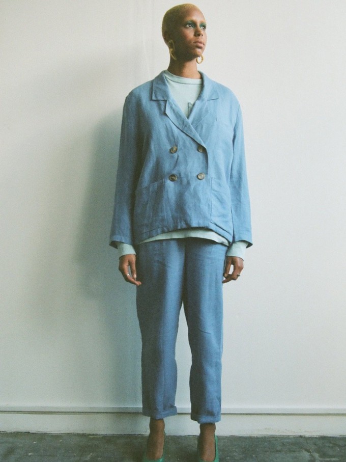Ethically Made Blue Linen Suit from Fanfare Label