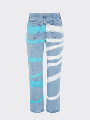 Upcycled Striped Print Jeans - Sizes 24 & 34 from Fanfare Label