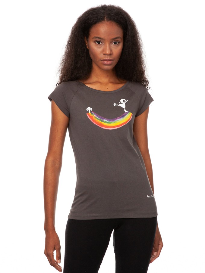 Rainbow girl Cap Sleeve dark grey from FellHerz T-Shirts - bio, fair & vegan