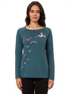 Raglan Longsleeve Möwenflug atlantic teal via FellHerz T-Shirts - bio, fair & vegan
