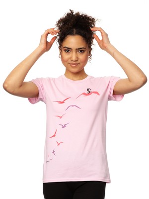 Seagull Flight T-Shirt pink from FellHerz T-Shirts - bio, fair & vegan