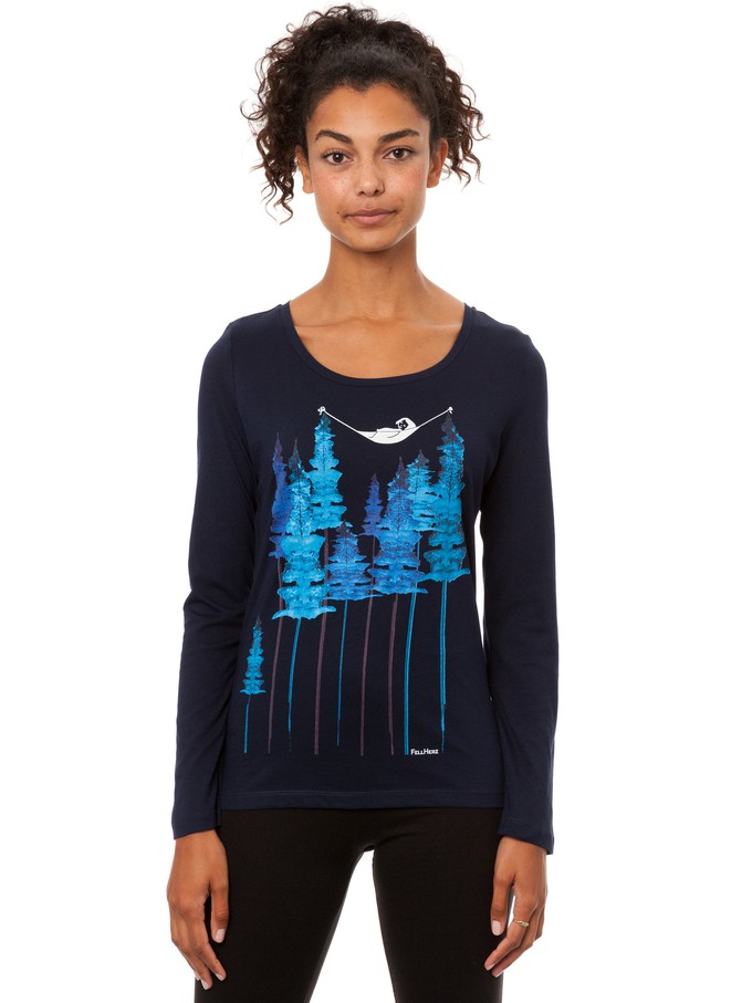 Wood long sleeve navy from FellHerz T-Shirts - bio, fair & vegan