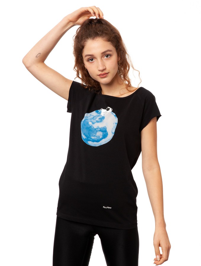 Moon Girl Cap Sleeve black from FellHerz T-Shirts - bio, fair & vegan