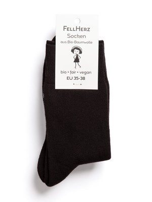 Pack of 3 warm, cuddly socks with organic cotton, black from FellHerz T-Shirts - bio, fair & vegan