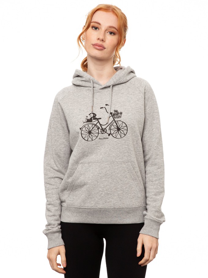 Fahrrad-Mädchen Hoodie Heather Grey from FellHerz T-Shirts - bio, fair & vegan