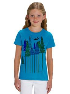 Wood Girl Kids T-Shirt azure van FellHerz T-Shirts - bio, fair & vegan