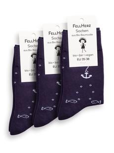 Pack of 3 socks with organic cotton Anker midnight van FellHerz T-Shirts - bio, fair & vegan
