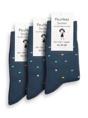 Pack of 3 warm cuddly socks with organic cotton confetti thundercloud from FellHerz T-Shirts - bio, fair & vegan