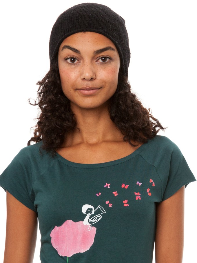Tuba girl cap sleeve deep teal from FellHerz T-Shirts - bio, fair & vegan