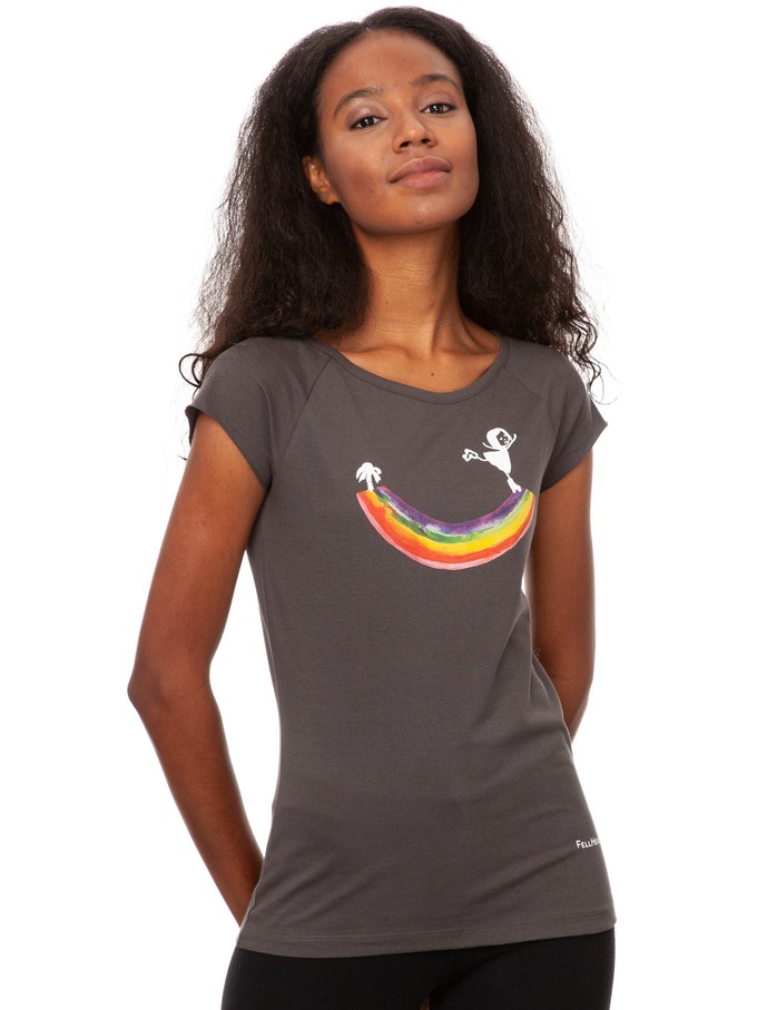 Rainbow girl cap sleeve dark grey from FellHerz T-Shirts - bio, fair & vegan